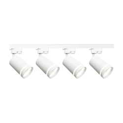 Oświetlenie szynowe 1-fazowe 4 x reflektor GU10 ring biały + szyna 2 m RING