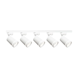Oświetlenie szynowe 1-fazowe 5 x reflektor GU10 ring biały + 2 x szyna 1 m RING