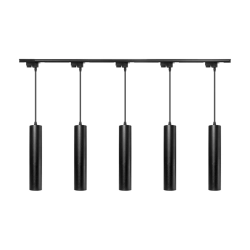 Oświetlenie szynowe wiszące 1-fazowe 5 x tuba 30 cm GU10 czarna + szyna 2 m