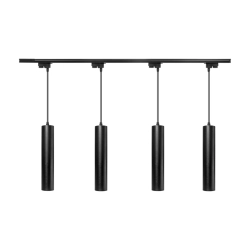 Oświetlenie szynowe wiszące 1-fazowe 4 x tuba 30 cm GU10 czarna + szyna 2 m