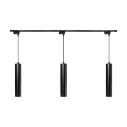 Oświetlenie szynowe wiszące 1-fazowe 3 x tuba 30 cm GU10 czarna + szyna 2 m