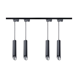 Oświetlenie szynowe wiszące 1-fazowe 4 x tuba 30 cm GU10 czarno-srebrna + szyna 2 m