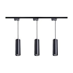 Oświetlenie szynowe wiszące 1-fazowe 3 x tuba 20 cm GU10 czarna + szyna 2 m