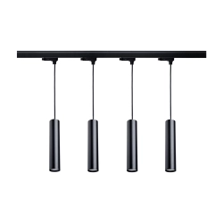 Oświetlenie szynowe wiszące 3-fazowe 4 x tuba 30 cm GU10 czarna + szyna 2 m