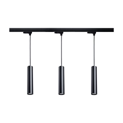 Oświetlenie szynowe wiszące 3-fazowe 3 x tuba 30 cm GU10 czarna + szyna 2 m