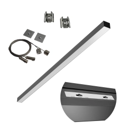 Zestaw - LAMPA LINIOWA LED ALLDAY 60cm 10W/15W/20W czarna + Komplet zawiesi do ALLDAY PRO ALD (1m)