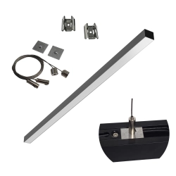 Zestaw - LAMPA LINIOWA LED ALLDAY 120cm 20W/30W/40W czarna + Komplet zawiesi do ALLDAY PRO ALD (1m)