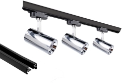 Oświetlenie szynowe 1-fazowe 3 x reflektor GU10 chromowany + szyna Premium 1 m czarna