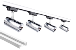 Oświetlenie szynowe 1-fazowe 4 x reflektor GU10 chromowany + szyna Premium 2 m biała