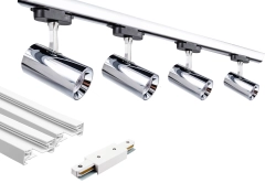 Oświetlenie szynowe 1-fazowe 4 x reflektor GU10 chromowany + 2 x szyna Premium 1 m biała