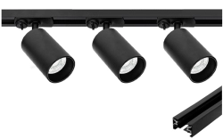 Oświetlenie szynowe 1-fazowe 3 x reflektor GU10 czarny + szyna Premium 1 m PIVOT