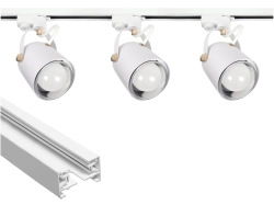Oświetlenie szynowe 1-fazowe 3 x reflektor E27 biały + szyna Premium 1,5 m biała OL