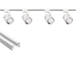 Oświetlenie szynowe 1-fazowe 4 x reflektor E27 biały + szyna Premium 2 m biała OL