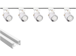 Oświetlenie szynowe 1-fazowe 5 x reflektor E27 biały + szyna Premium 2 m biała OL