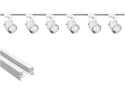 Oświetlenie szynowe 1-fazowe 6 x reflektor E27 biały + szyna Premium 2 m biała OL
