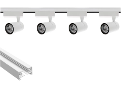 Oświetlenie szynowe 1-fazowe 4 x lampa LED 7W 4000K biała + szyna Premium 2 m biała TRA-EL