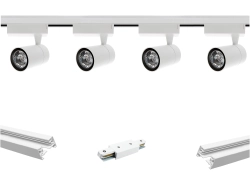 Oświetlenie szynowe 1-fazowe 4 x lampa LED 7W 4000K biała + 2 x szyna Premium 1 m biała TRA-EL
