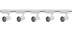 Oświetlenie szynowe 1-fazowe 5 x lampa LED 7W 4000K biała + szyna 2 m biała TRA-EL