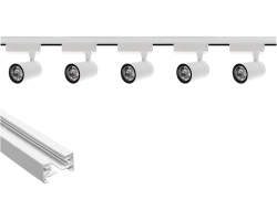 Oświetlenie szynowe 1-fazowe 5 x lampa LED 7W 4000K biała + szyna Premium 2 m biała TRA-EL