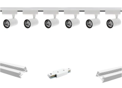 Oświetlenie szynowe 1-fazowe 6 x lampa LED 7W 4000K biała + 2 x szyna Premium 1,5 m biała TRA-EL