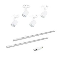 Oświetlenie szynowe 1-fazowe 4 x reflektor GU10 mini biały + 2 x szyna Premium 1 m XD