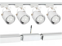 Oświetlenie szynowe 3-fazowe 4 x reflektor E27 biały + 2 x szyna 1 m OL