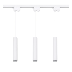 Oświetlenie szynowe wiszące 1-fazowe 3 x tuba 30 cm GU10 biała + szyna 2 m