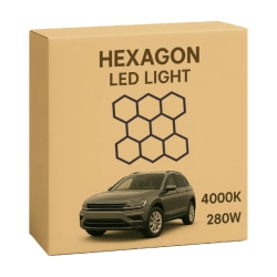 Zestaw czarnych Lamp LED HEXAGON 8 – 280W 4000K 30800 lm – oświetlenie plaster miodu